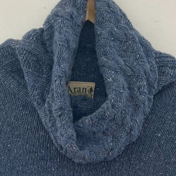 Aran Woollen Mills Beautiful Irish Blue Speckled Wool/Silk Poncho - Picture 3 of 8